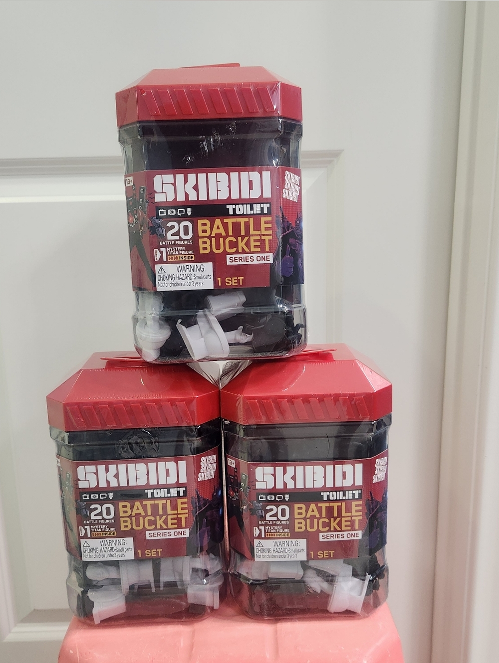 3 sets of Skibidi Toilet Brand Battle Bucket, Collectible Figures